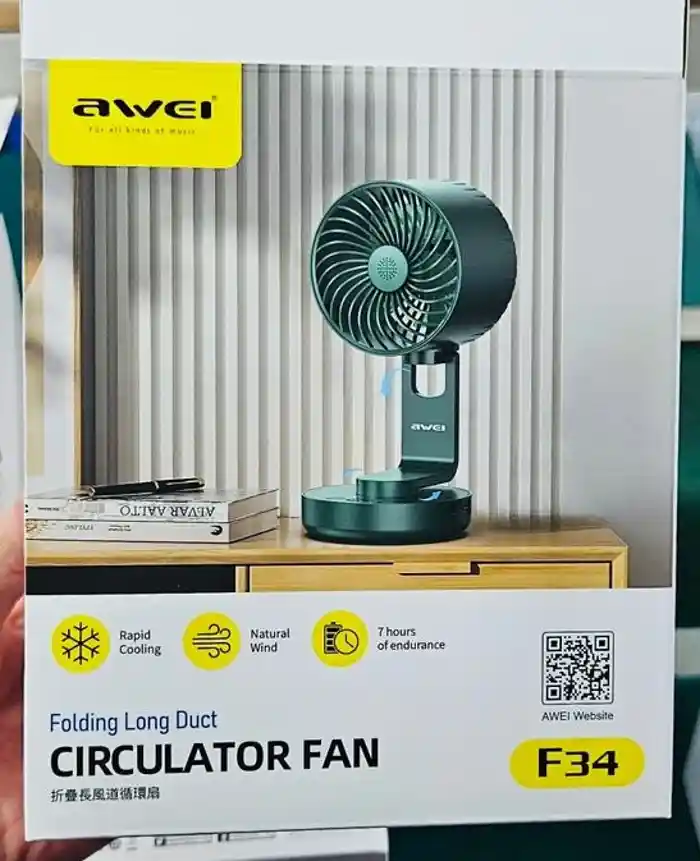 Awei F34 Strong Wind Air Circulation Wide Angle Night Lamp Fan